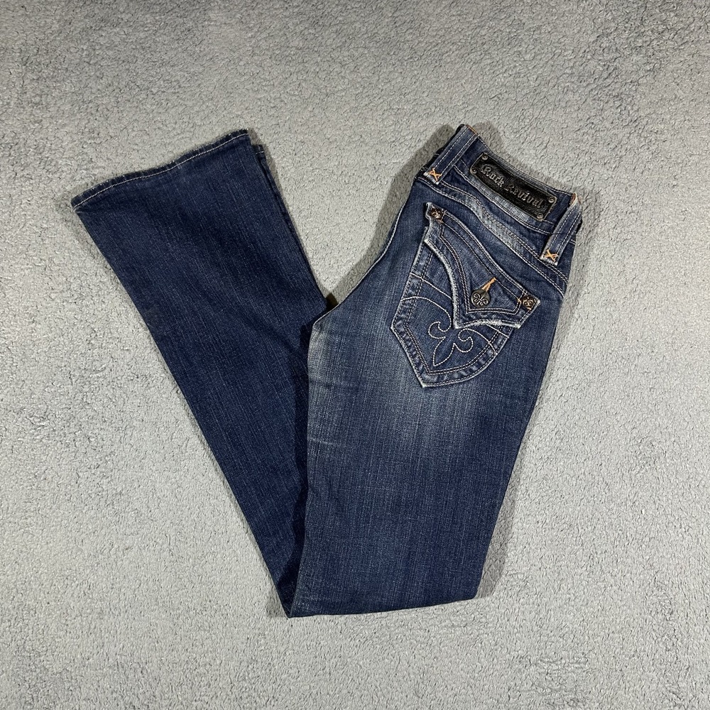 Rock Revival Gwen Boot Flare Jeans Women 27 Blue Denim Low Rise Y2K 3702